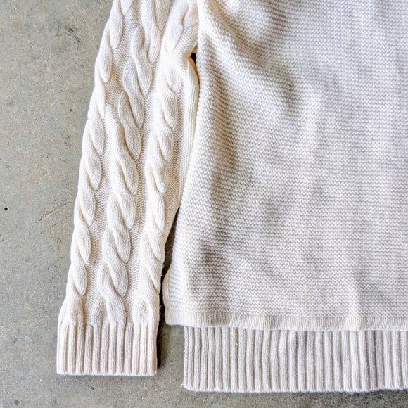 Nordstrom Collection Ivory Cable Knit Cashmere Wool Turtleneck Sweater size XL - Picture 3 of 7